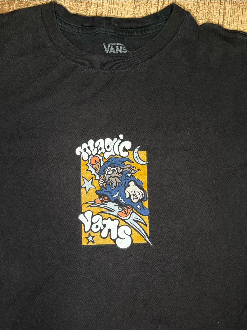 Vans Black Short-Sleeve Tee with Blue and Yellow Graphic